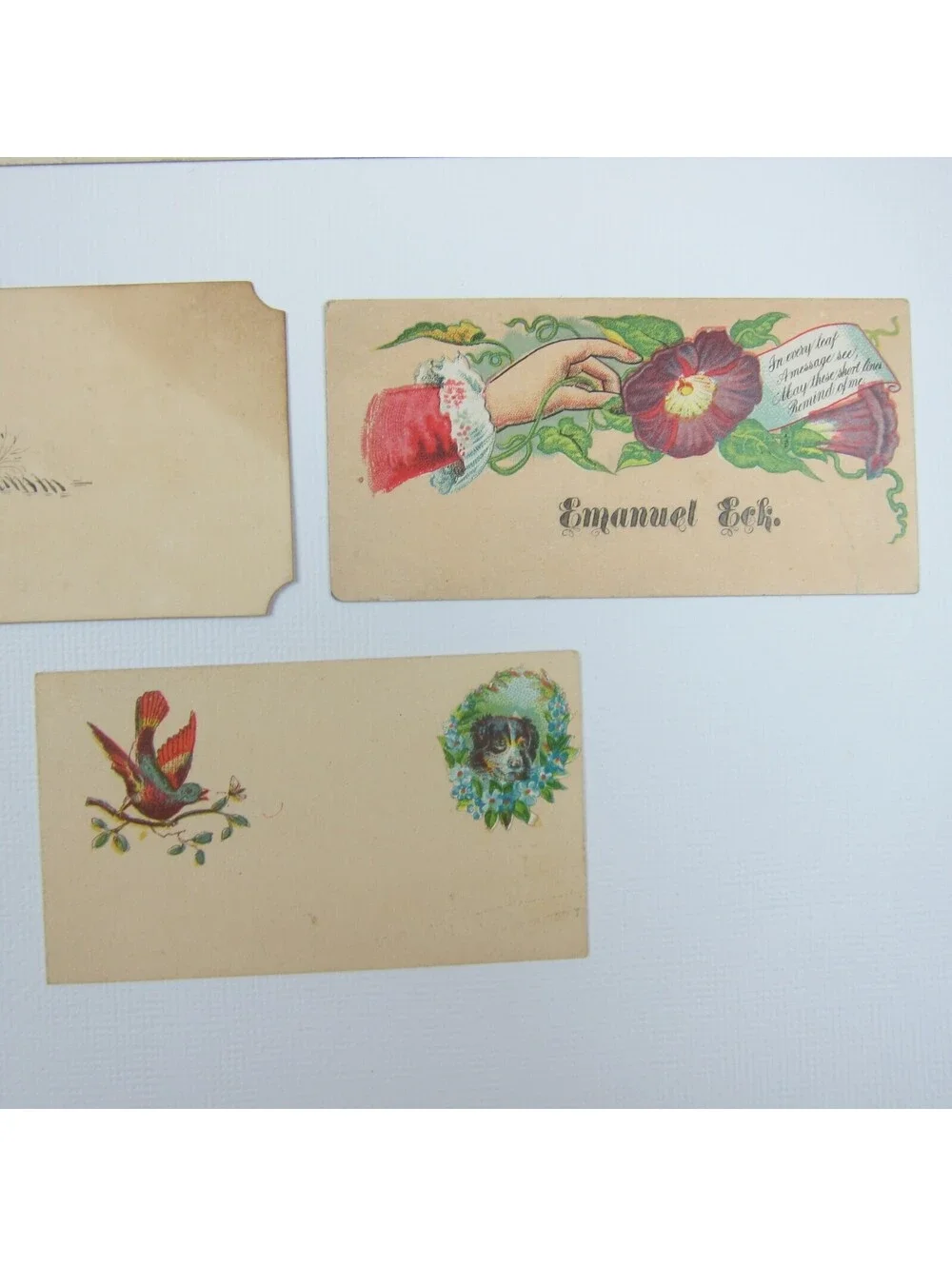 Antique Ephemera Lot 10 Victorian Calling Cards Dove Hot Air Balloon Christmas